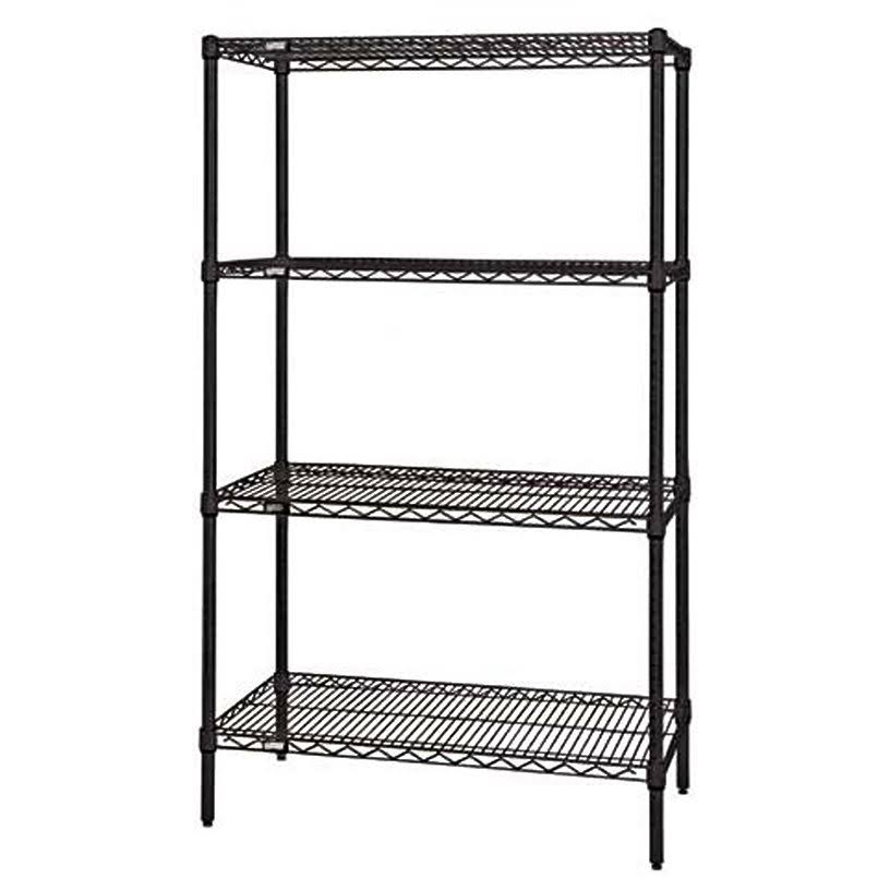 Quantum Wire Shelving 4-Shelf Starter Unit - 18x22Wx 36x22Lx 86x22H - Black