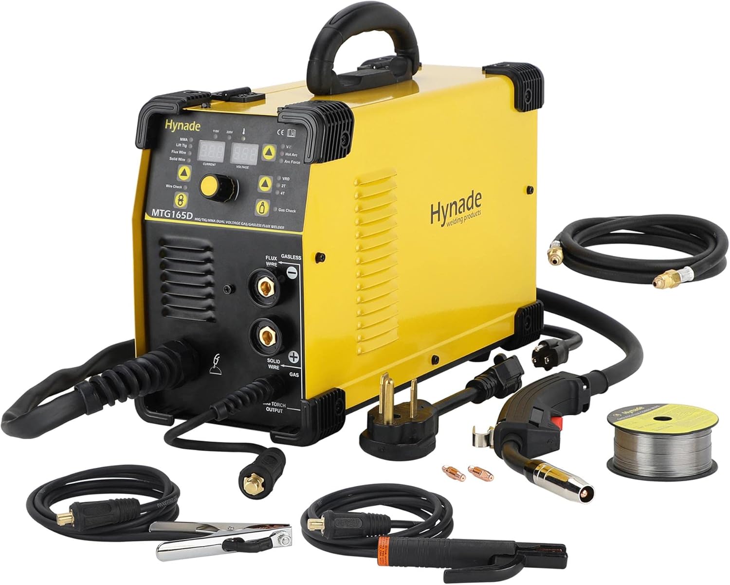 Mig Tig MMA Welder, Mig Lift Tig Arc Welding Machine, Dual Voltage 110/220V Gas/Gasless Lift Tig Stick Mig Wire Welding Machine (MTG165D)