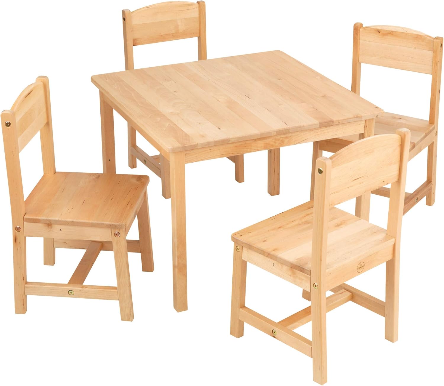 KidKraft Wooden Farmhouse Table & 4 Chairs Set, Children's Furniture for Arts and Activity &ndash; Natural, Gift for Ages 3-8