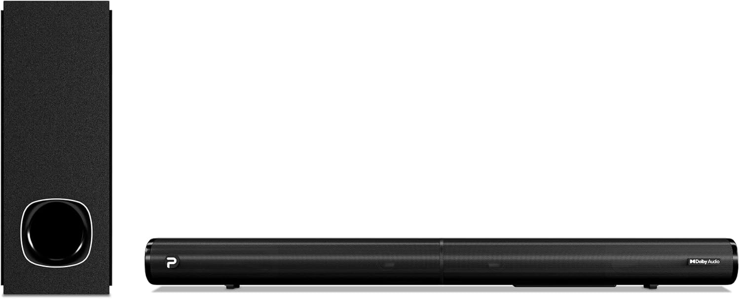 Sound Bar Compatible with Dolby Audio, Roku TV Ready, Sound Bars for TV with Subwoofer, Bluetooth 5.0/HDMI ARC/Optical/AUX/RCA Connection Pack of 2