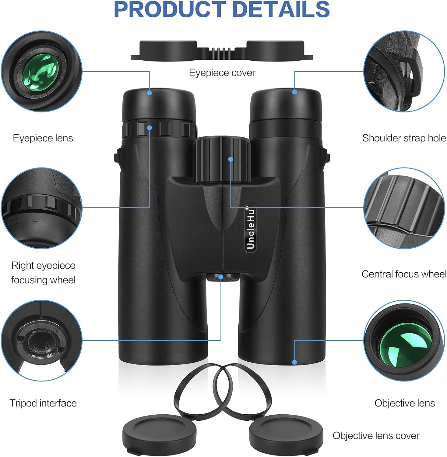 Binoculars for Adults 12x42 Compact Binoculars with Clear Vision BAK4 Prism FMC Lens, Waterproof, High Power HD Binoculars Telescope for Bird Watching Stargazing Travel Hunting with Smartphone Adapter