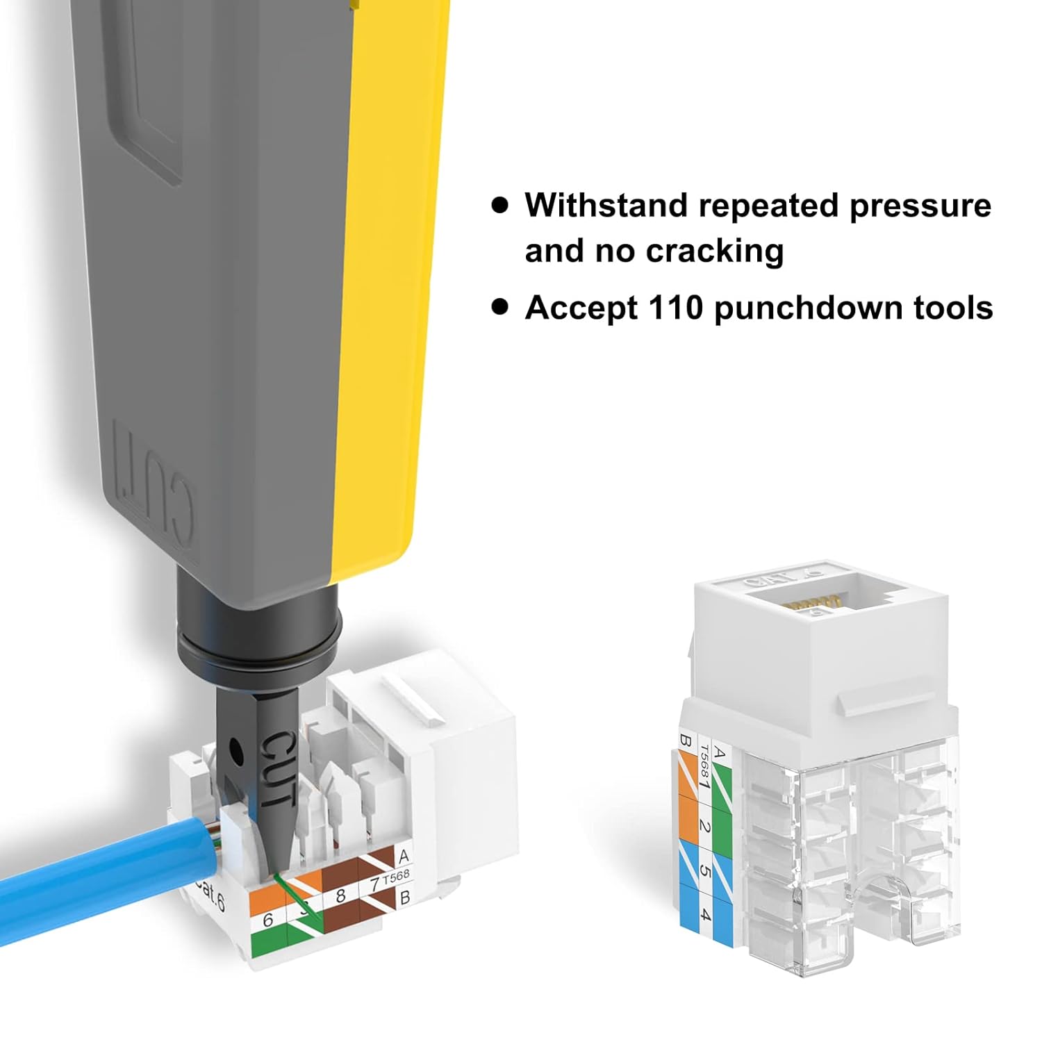 VCE 50 Pack Cat6 RJ45 90-Degree Keystone Jack, Punch Down Keystone Jack Adapter UL Listed Pack of 2