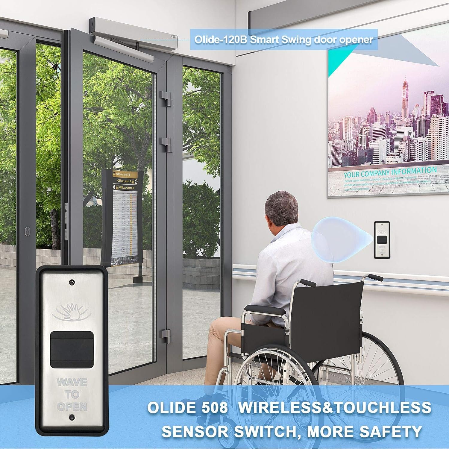 Automatic Door Opener, Pair with 2 Wireless Touchless Activation Swtiches