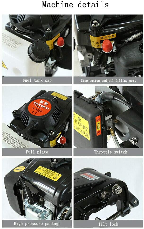 Boat Engine, 4HP 4 Stroke 55CC Outboard Motor Wind Cooling Tiller Control Outboard Motor CDI Ignition System Fishing Boat Engine, Boat Engine for Inflatable Boats, Fishing Boats, Small Yachts