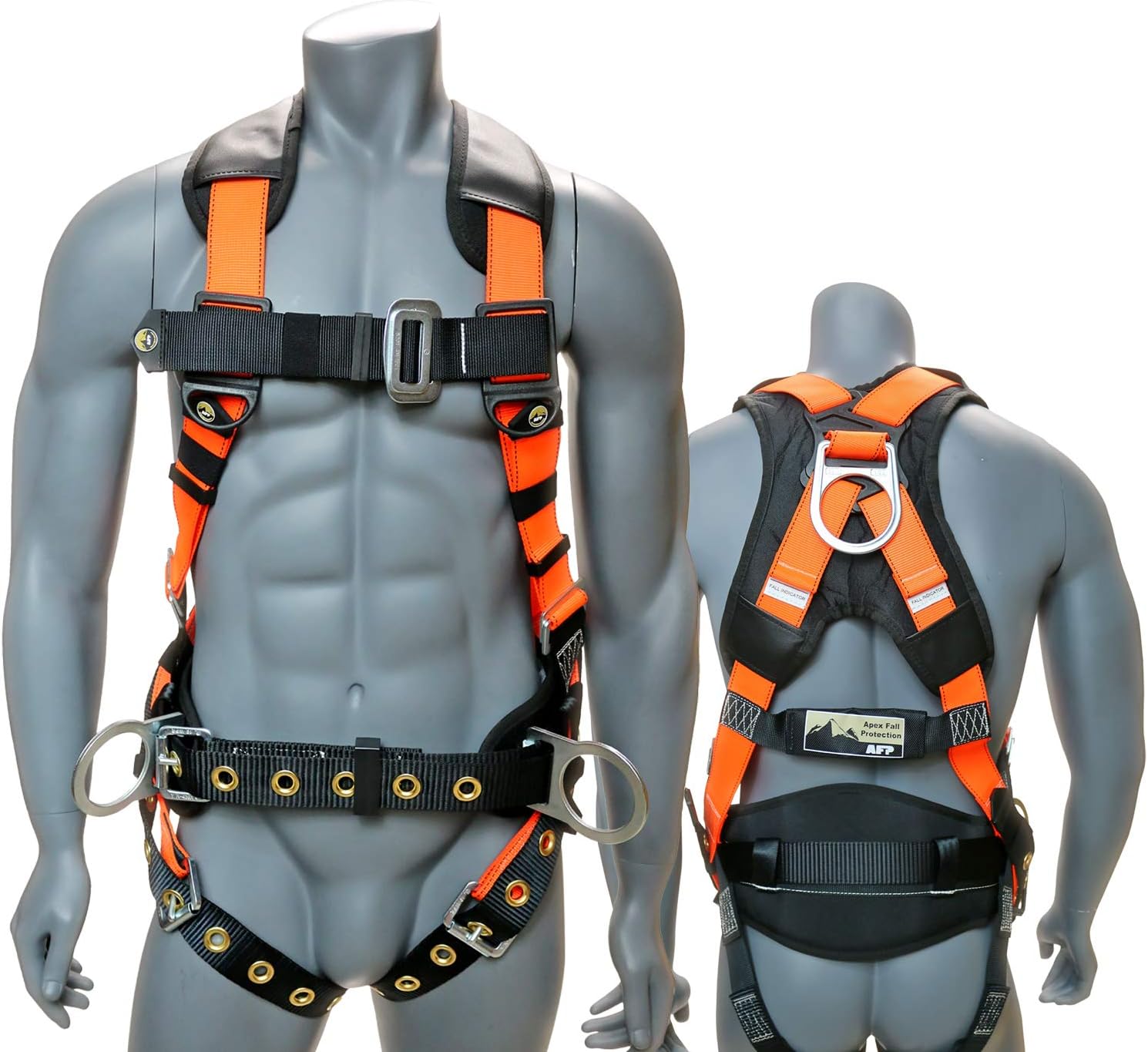 AFP Full-Body Safety Harness 3D-Ring w/Padded Shoulder & Back Support, Tongue Buckle