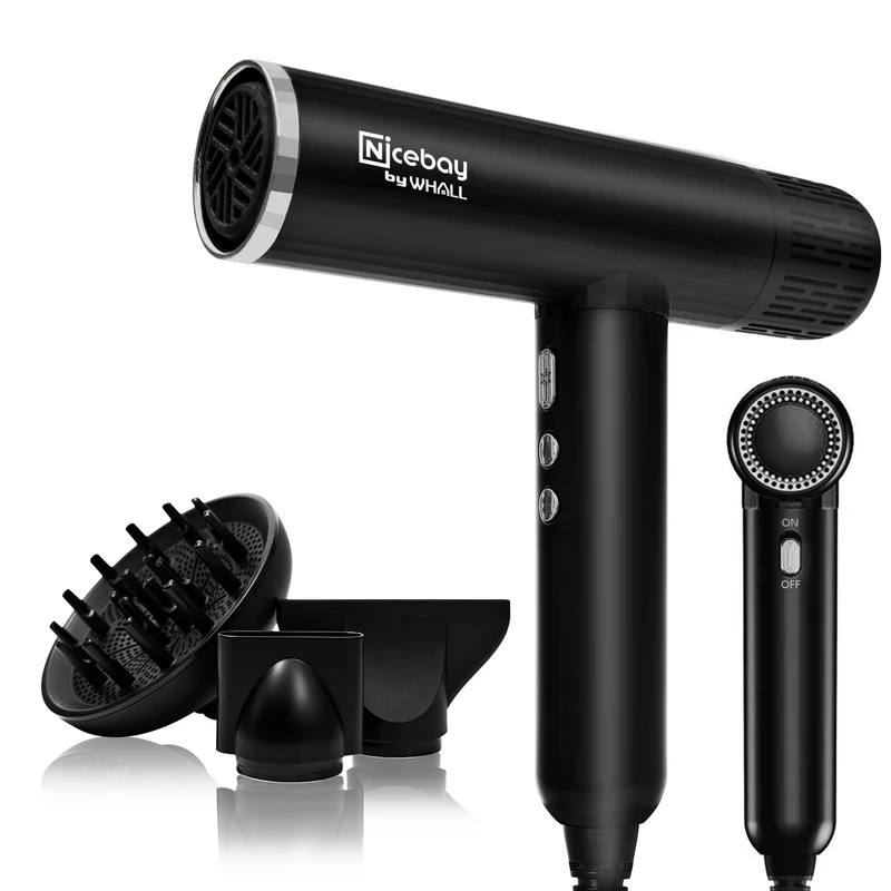 Professional Blow Dryer with 3 Attachments, 110000RPM High-Speed Brushless Motor for Fast Drying, Lightweight, Low Noise, 1600W Hairdryer with Diffuser - Ajnaraintegrity