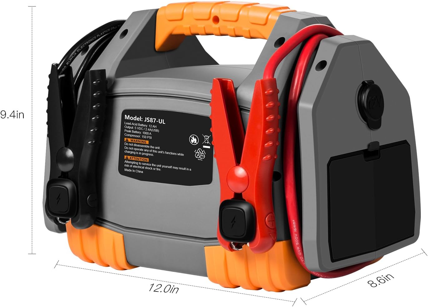 POTEK Jump Starter Source with 150 PSI Tire Inflator/Air compressor,900 Peak Amps Power Station with 2.4A USB Port Pack of 2