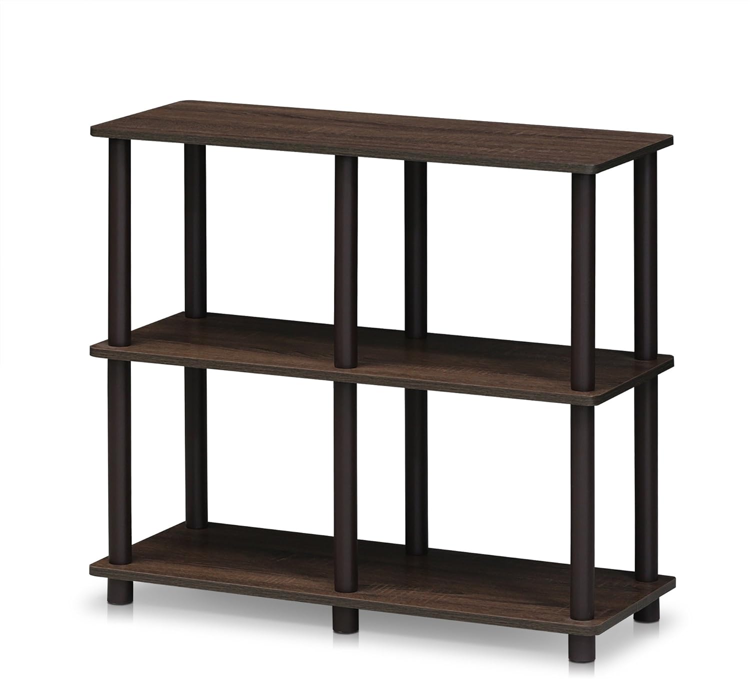 FURINNO Turn-N-Tube Ladder Space Shelf, Walnut/Brown Pack of 2