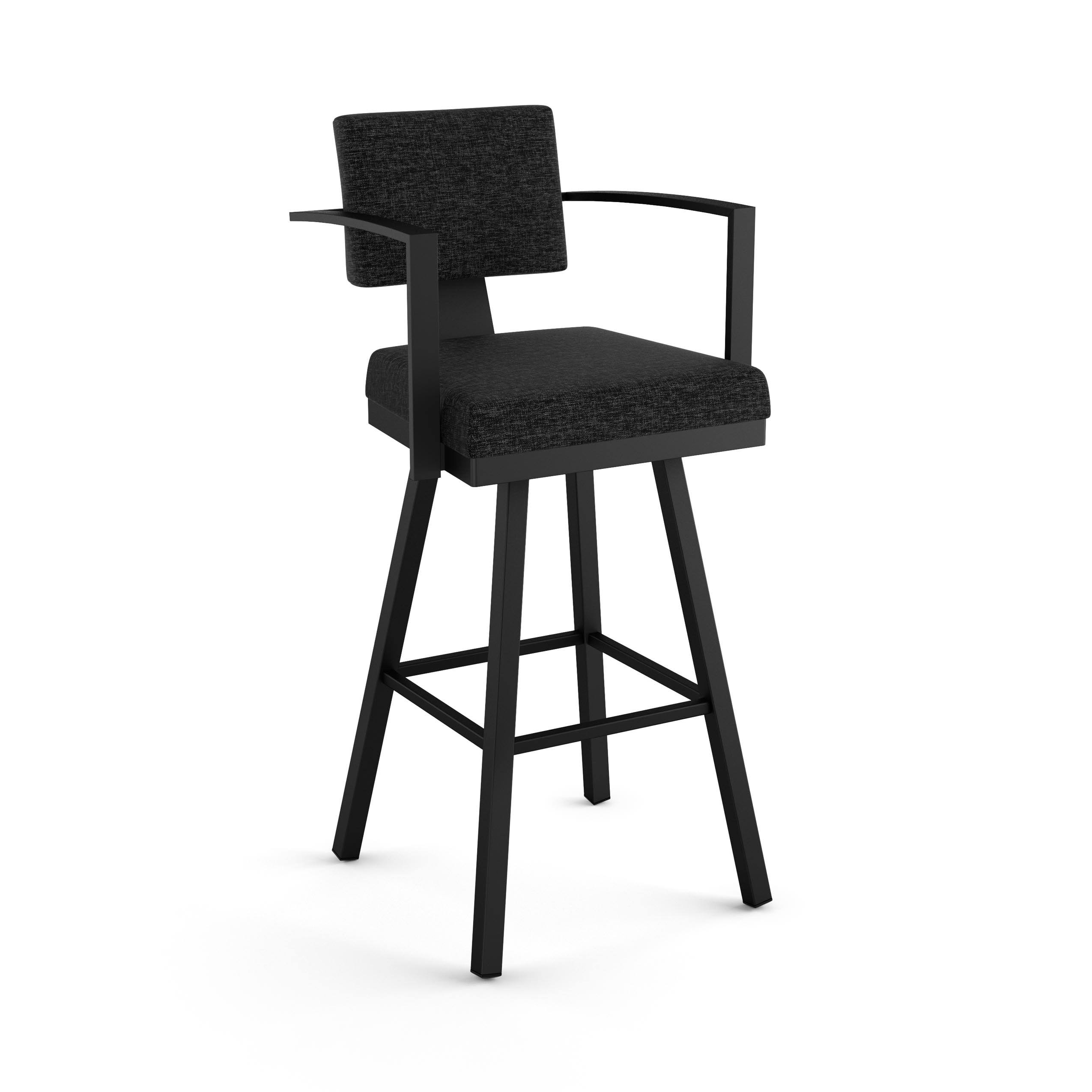 Amisco Akers Swivel Bar Stool with Arms 30 in. Black
