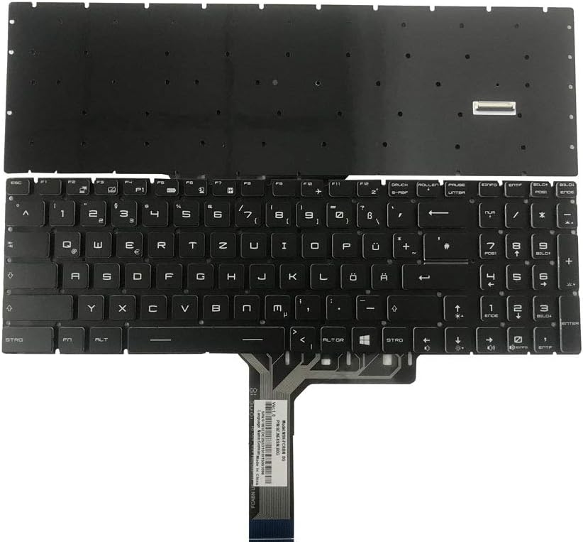 Laptop Colourful Backlit Keyboard for MSI GP75 MS-17E3 GP75 Leopard 10SCSK 10SCSR 10SCXK 10SCXR GP75 Leopard 10SDK 10SDR 10SEK 10SER 10SFK 10SFR 10SFSK German GR Black RGB Backlit with Interface