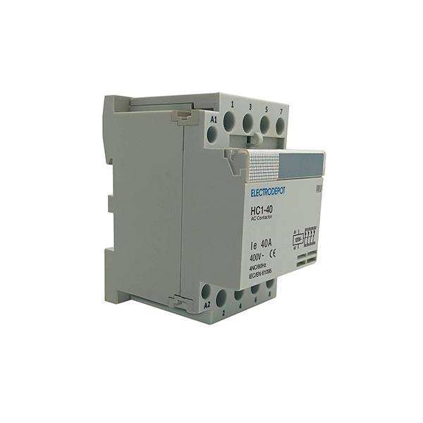 Electrodepot 40 Amp 4 Pole Normally Closed Contactor, 110-120V Coil, Motor Load 20A, Lighting 40A Bundle with Slotted Steel Zinc