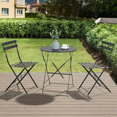 Jivon Round 2 - Person 18.3x22 Long Bistro Set Latitude Run Color: Black