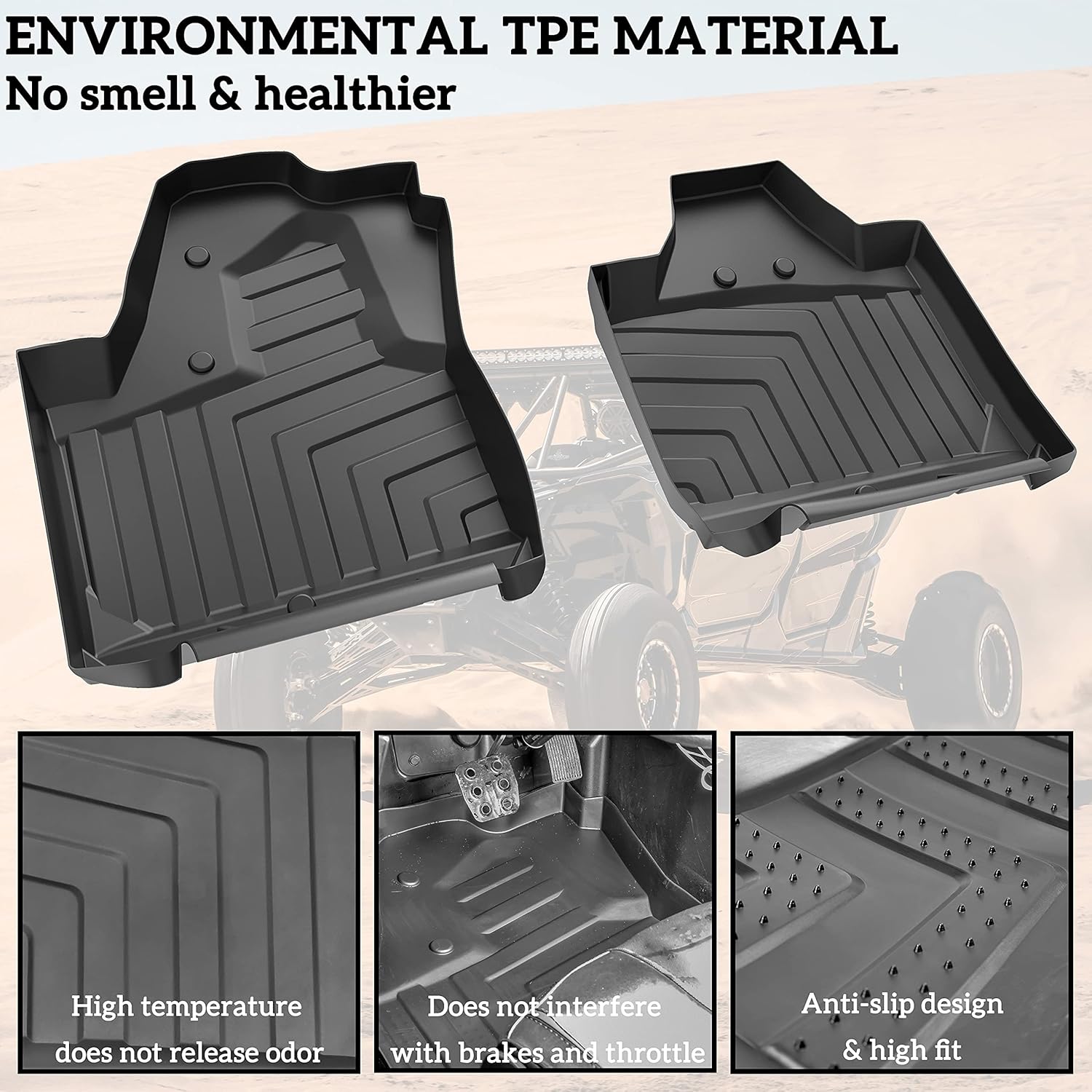 SAUTVS TPE Floor Mats for Can-Am Maverick X3 2017-2022, X3 Front Row Floor Liners All Weather Protection Slush Mats Accessories