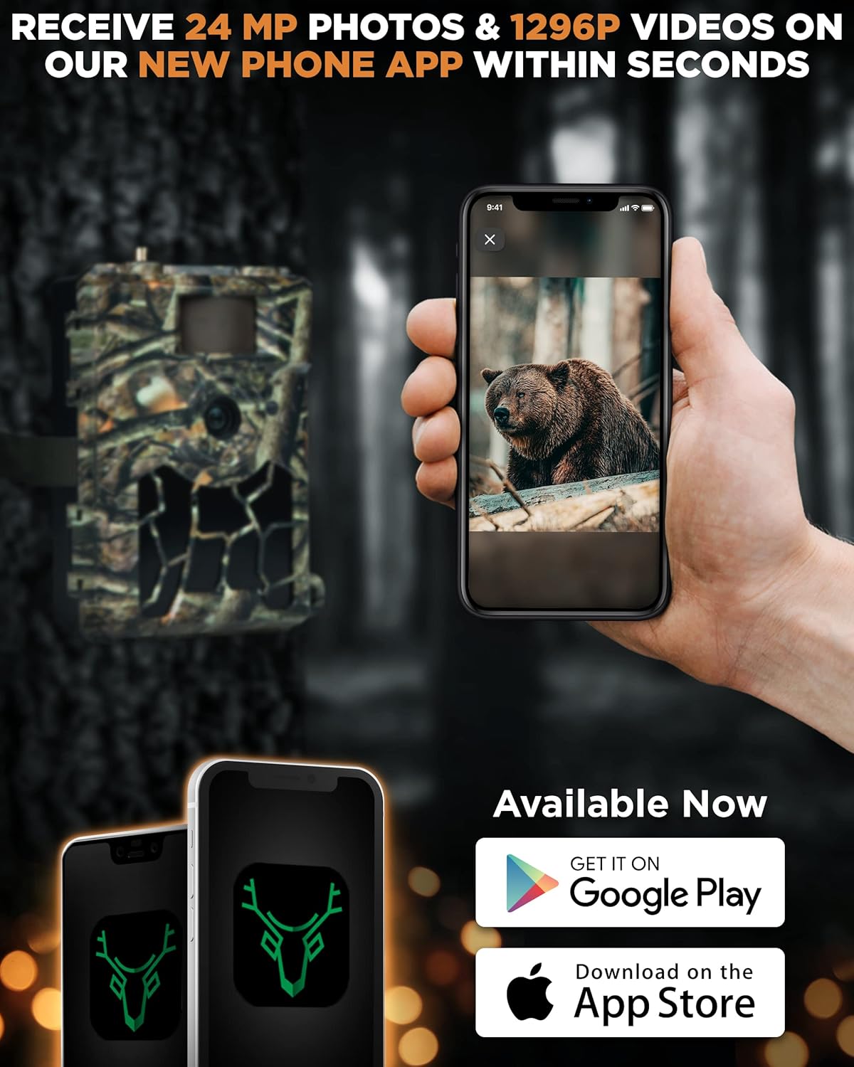 CREATIVE XP 4G Cloud Trail Camera, 24MP, 1296P Cellular Game Camera w/ Night Vision, Motion Activated, Includes 32GB SD Card and Sim