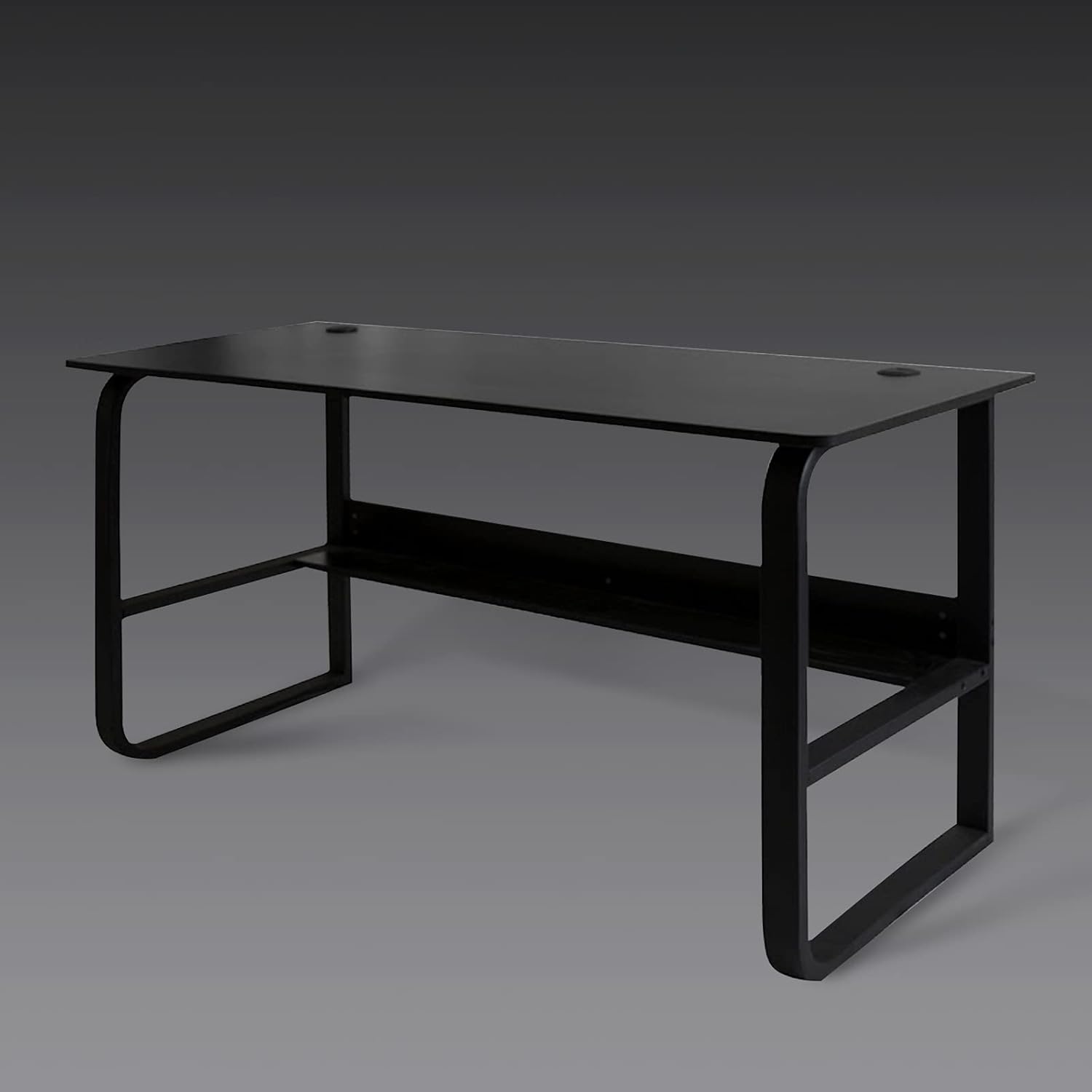 MASAKA B&W - Computer Desk Home Office Desk Personal Work Station Desktop Cable Accessory Book Shelf Design Reading Writing Studying 55'' - Black