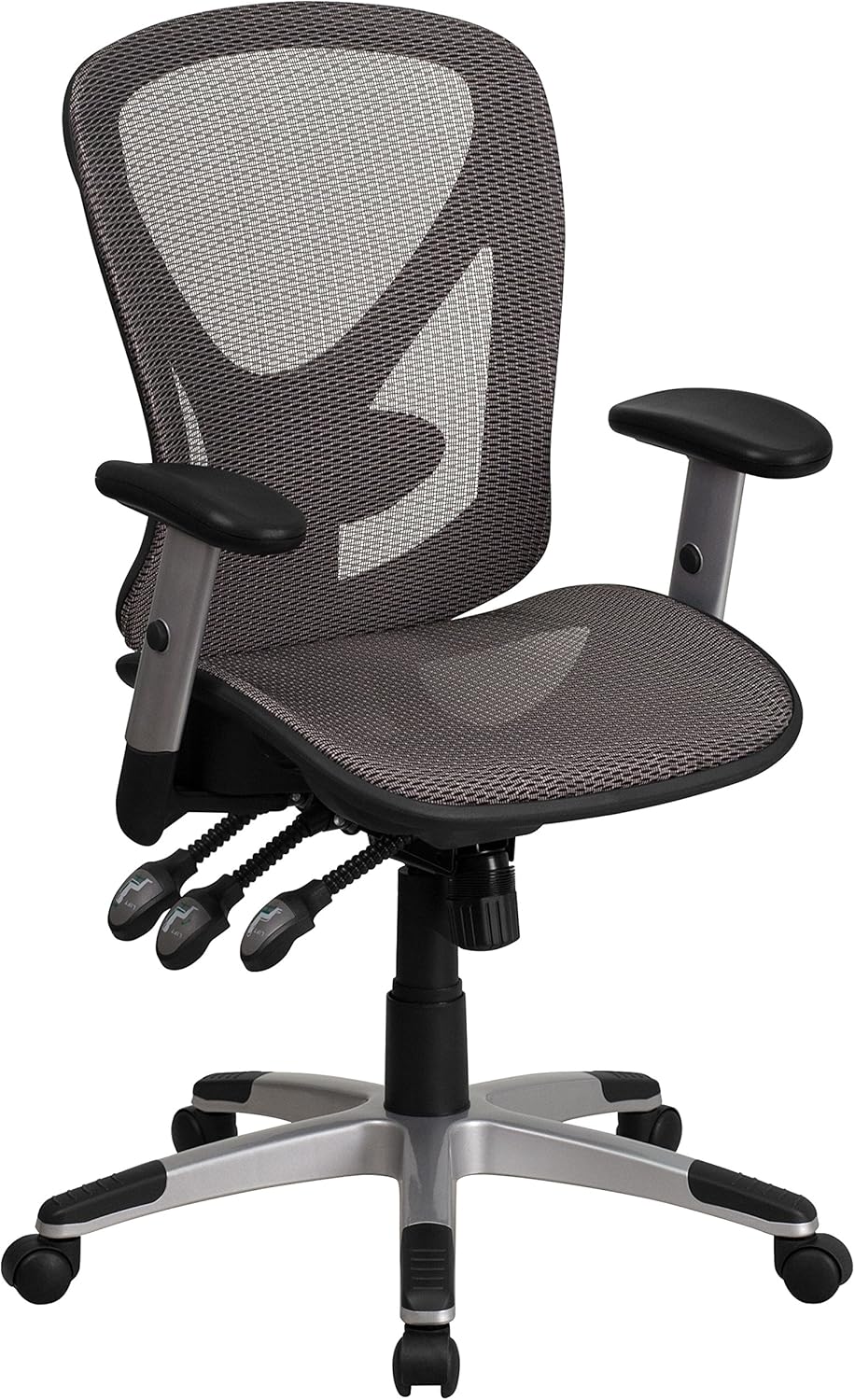 Flash Furniture Mid-Back Transparent Gray Mesh Multifunction Executive Swivel Ergonomic Office Chair with Adjustable Arms