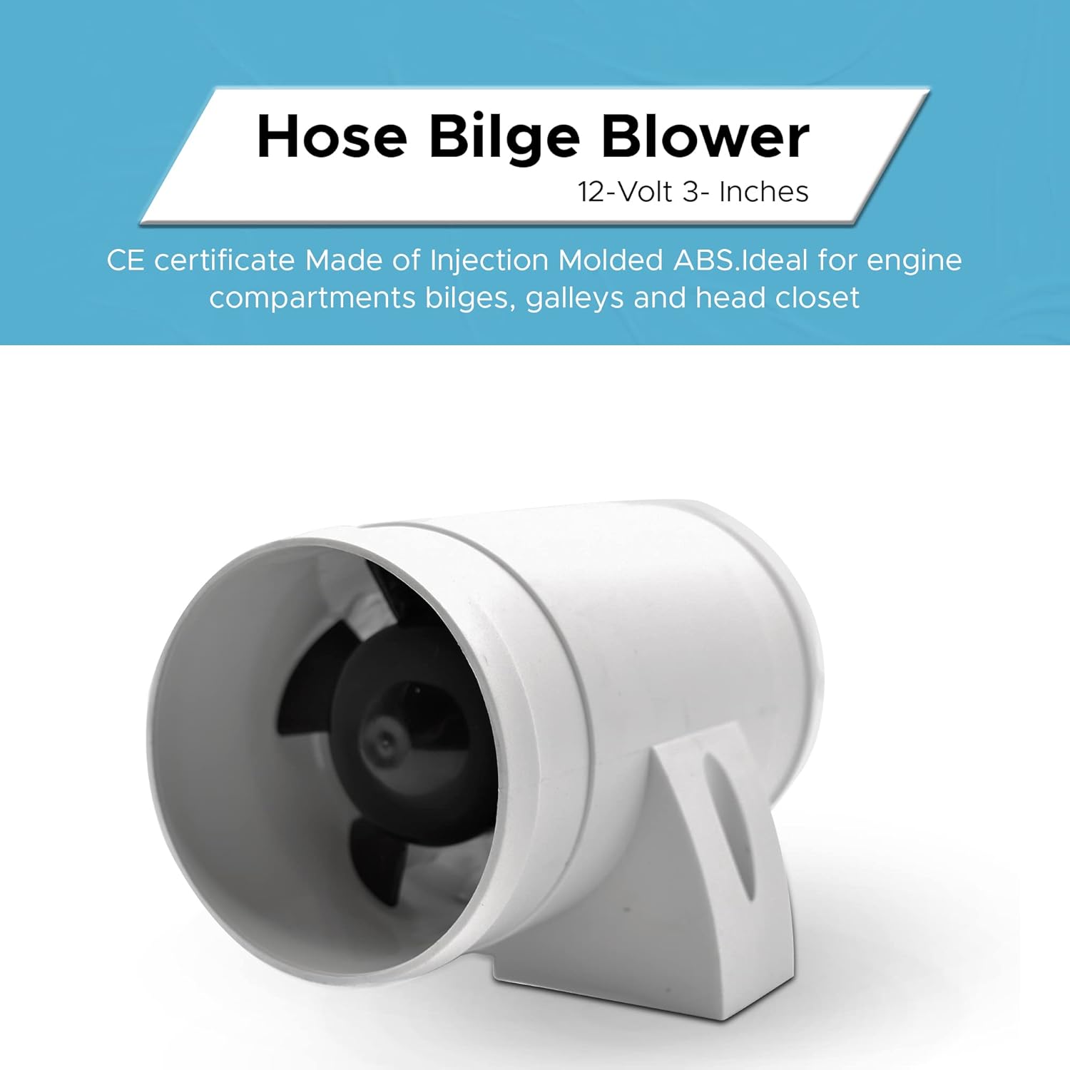 MARINE CITY 12-Volt 3- Inches Diameter Hose Bilge Blower 158 CFM CE Certificate for Boat Heads Engine Compartments Bilges Galleys RVS Buses Sheds More Pack of 2