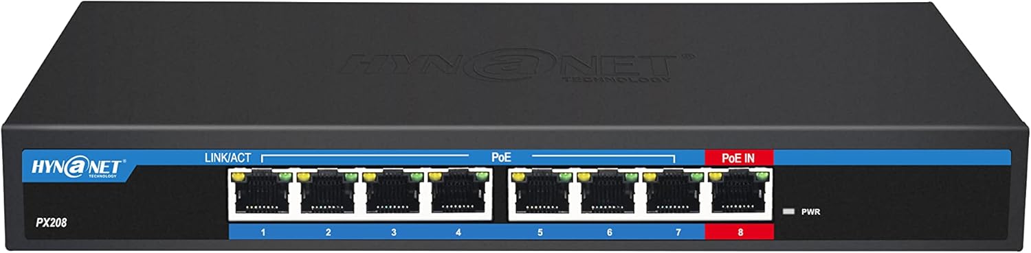 PX208 Gigabit Ethernet POE 8 Port POE Switch Extender One POE IEEE802.3BT PD Port with 90W Input ,7port IEEE802.3at/af Out Pack of 2