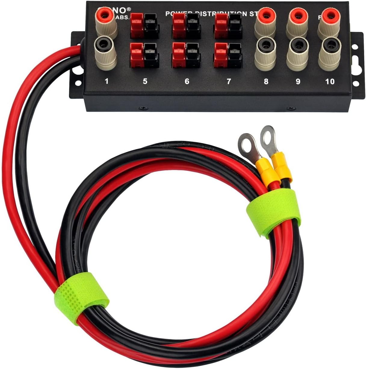 Wired Banana Jack and Power Pole 10 Outlet DC Power Distribution Strip Box