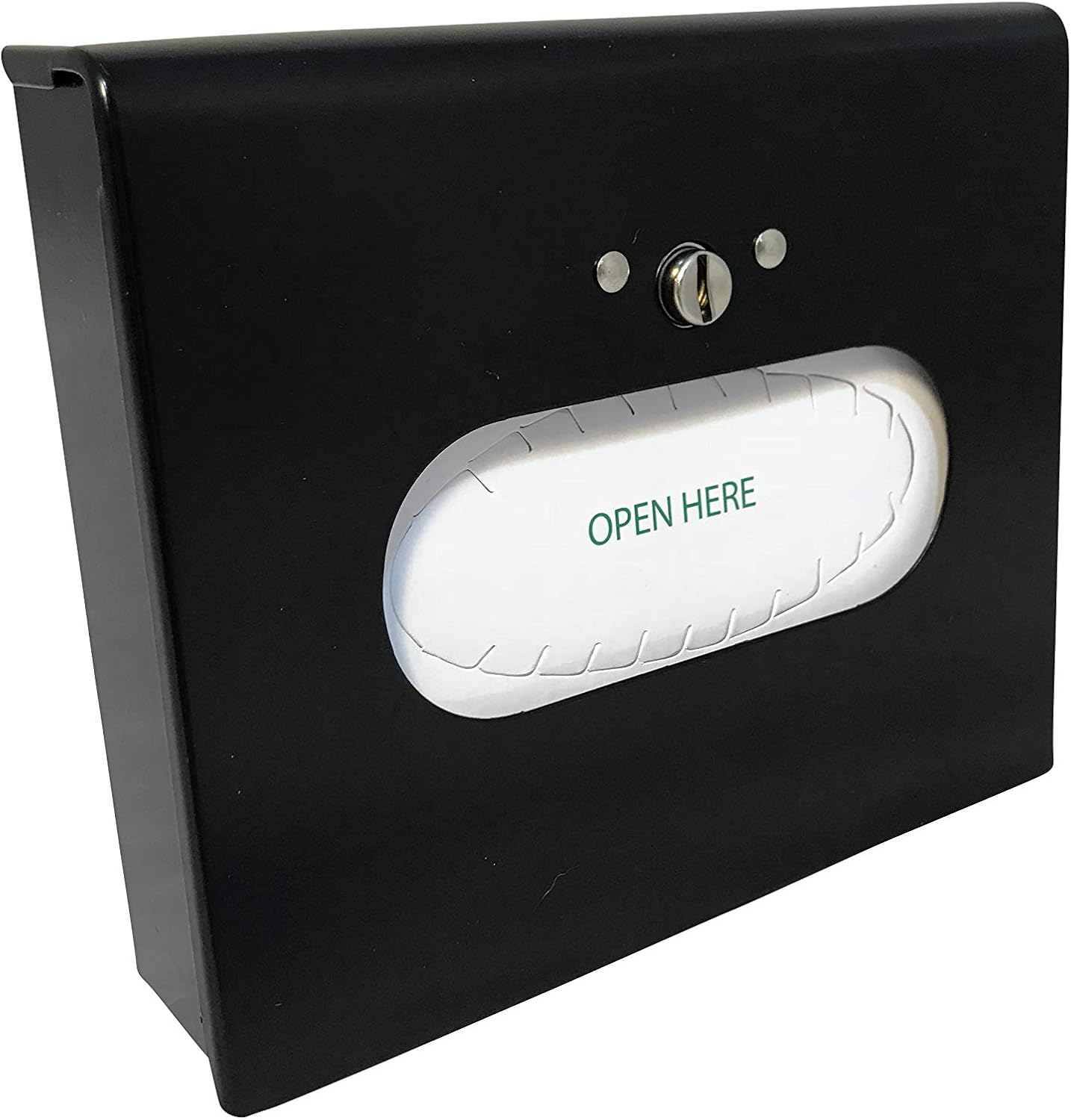 Sanitary Napkin Receptacle, Surface Mounted, with Liners, Courtesy Disposal Bags and Dispenser, Steel (Black) Total Solution