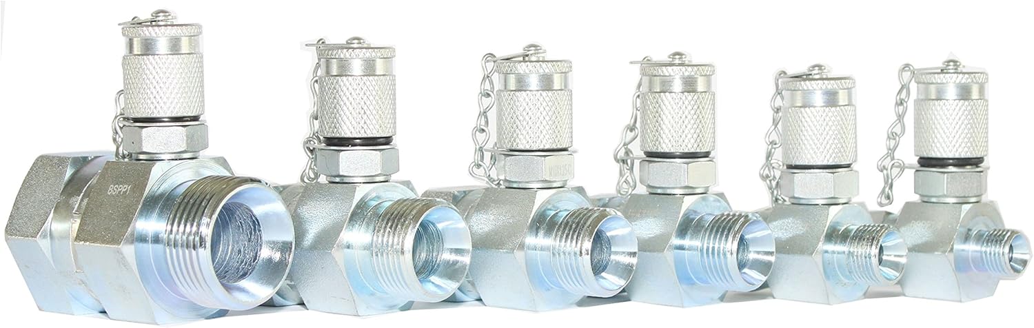 XZT BSPP 6 Pack Hydraulic Swivel Run tees,hydrulic tee Connector,Tester Coupling Set for Hydraulic System, Excavator Construction Machinery