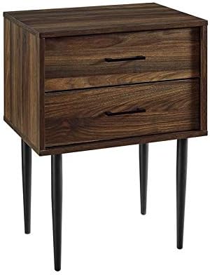 Wood Modern End Table with Black Metal Handles - Dark Walnut