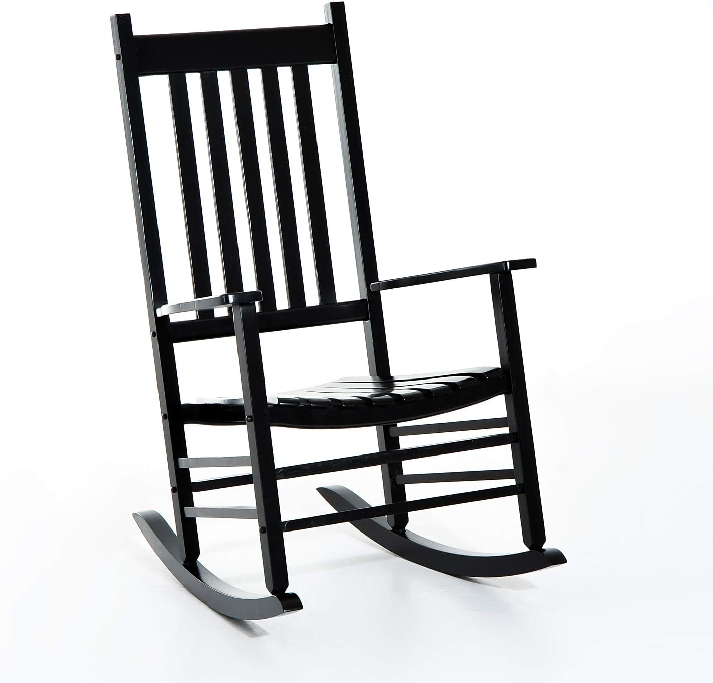 Outsunny Versatile Wooden Indoor/Outdoor High Back Slat Rocking Chair Reclining Seat - White