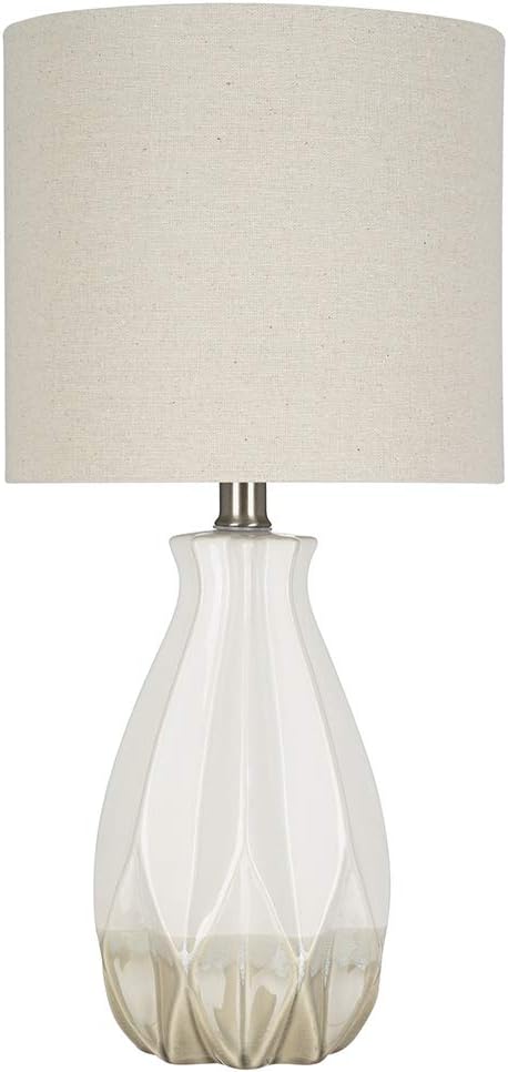 Catalina 21858-000 Transitional Textured Reactive Glaze Ceramic Accent Table Lamp with Linen Shade, 19