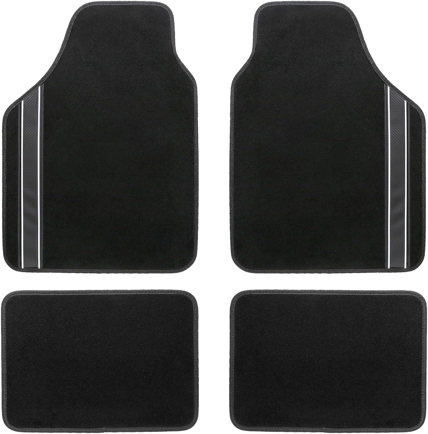 Matdology 4-Piece Universal Fit Luxe Carpet Car Floor Mats with Heel Pad, Heavy Duty Vehicle Interior Floor Mats All Weather Protection (Black and Blue)