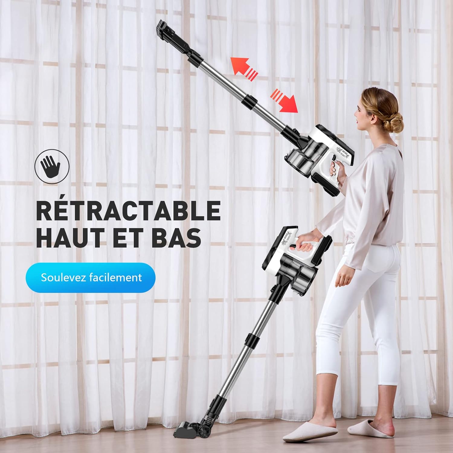 Cordless Vacuum Cleaner Lightweight Handheld: 4-in-1 250w Powerful & Adjustable 3 Levels Suction Stick Vacuum with 50min Max Runtime Quiet Vacuum for Home Carpet Hardwood Floor Pet Hair Model A18