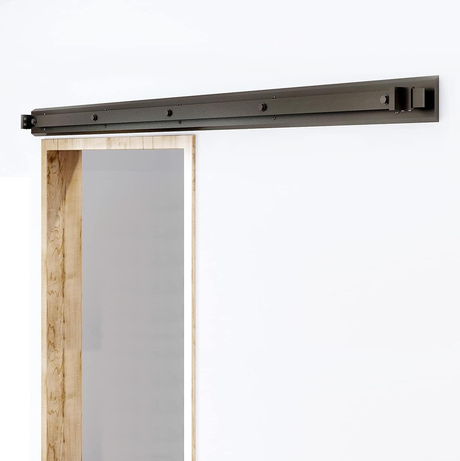 DIYHD TSQ72 10FTD Ornate Roller Hardware Interior Barn Black Sliding Track 2, Double Door kit