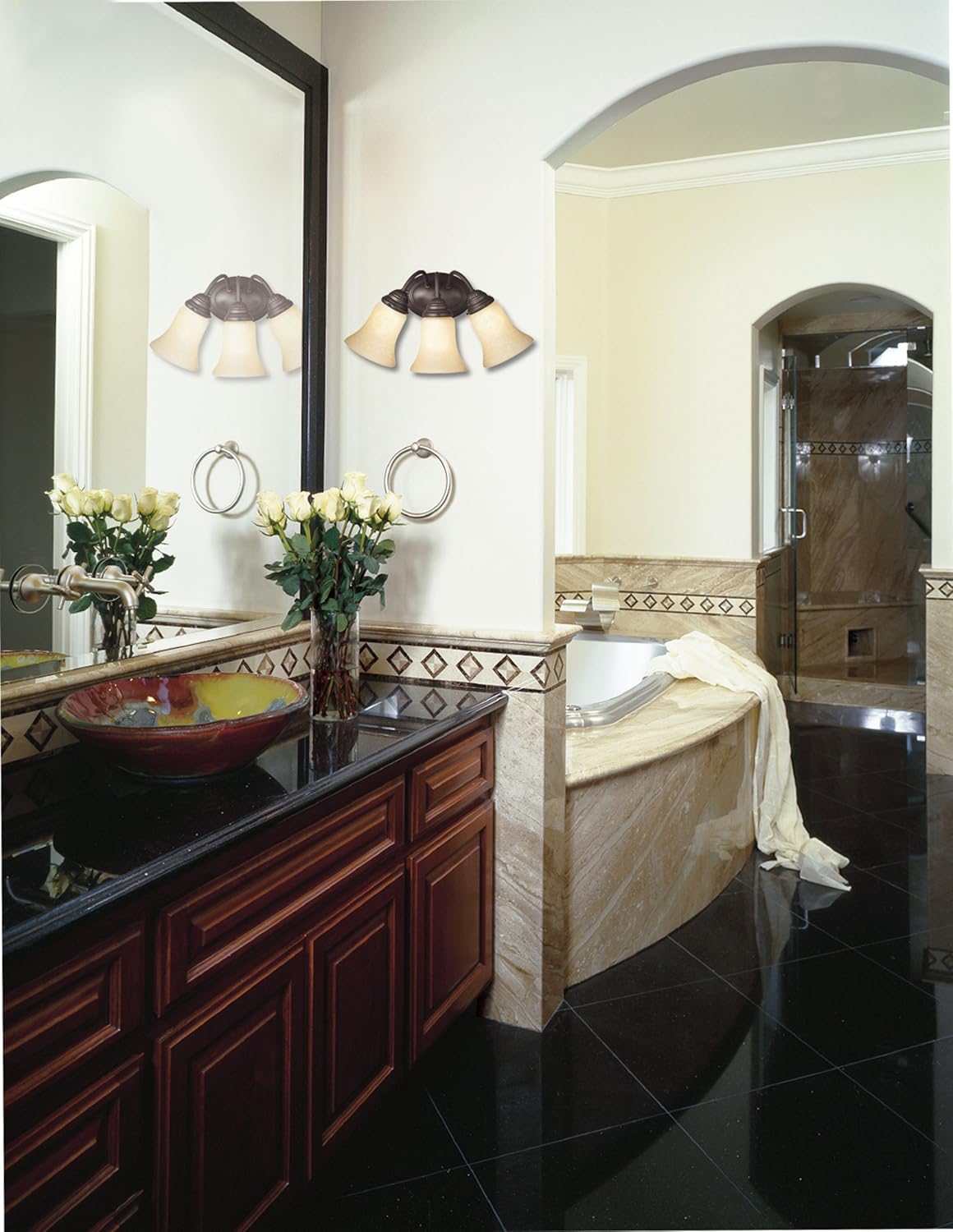 Westinghouse Lighting 6223900 Trinity II Three-Light Interior Wall Fixture, Oil Rubbed Bronze Finish with Aged Alabaster Glass Pack of 2