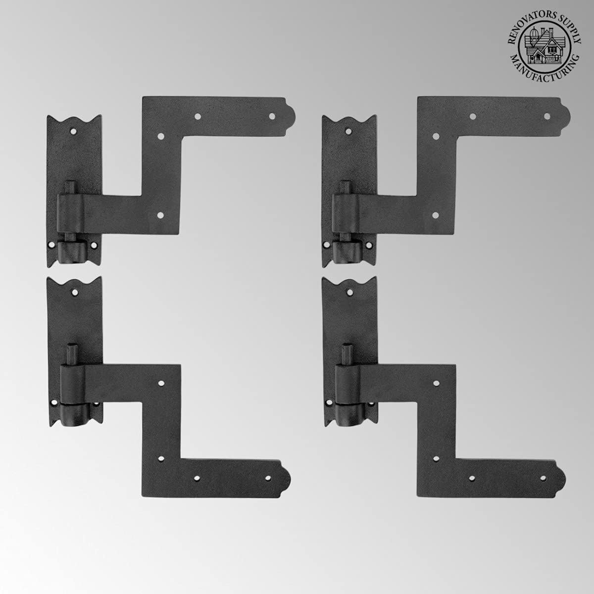 Renovators Supply Manufacturing Black Wrought Iron Shutter Lift Off Pintle Hinges 6 1/2 Inches Long Colonial Pin Reversible Hinges For Doors, Window And Shutters With Hardware Sold As Pair Pack Of 2