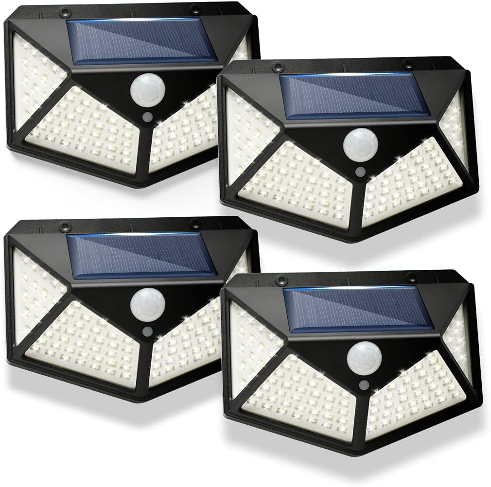 Solar Deck Lights Outdoor,4Pack Waterproof Wireless Wall Lights Solar Powered,Bright for Yard, Patio, Stairs, Fence and Step(White Light) Black s-d-l-4in1