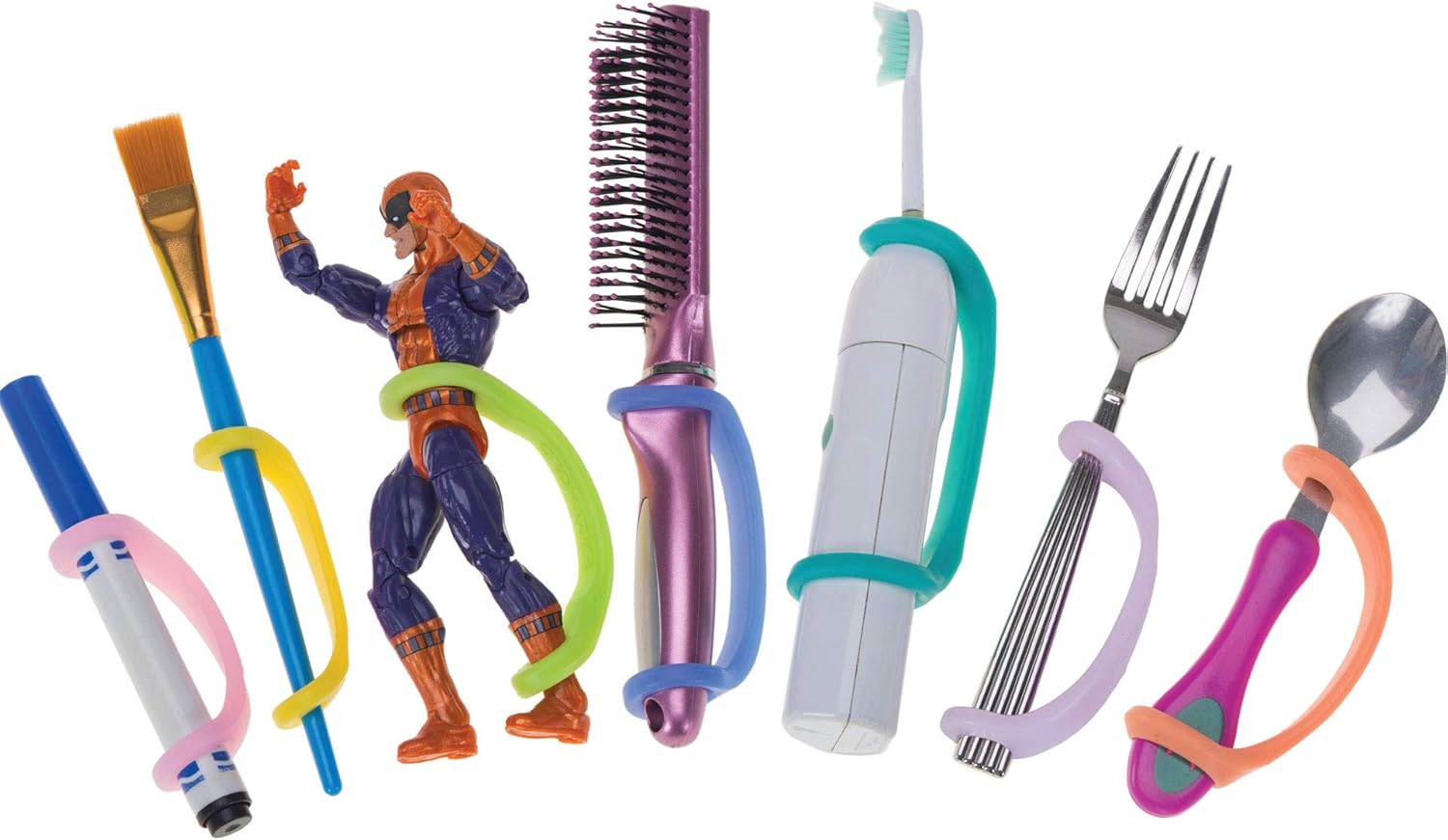 EazyHold Silicone Adaptive Aid (Infant to Adult) for Limited Hand Function, Poor Grip, Limb Loss, Cerebral Palsy, Stroke, Tremors, Arthritis, ALS. (Therapist -Teacher 7 Pack) Pack of 2