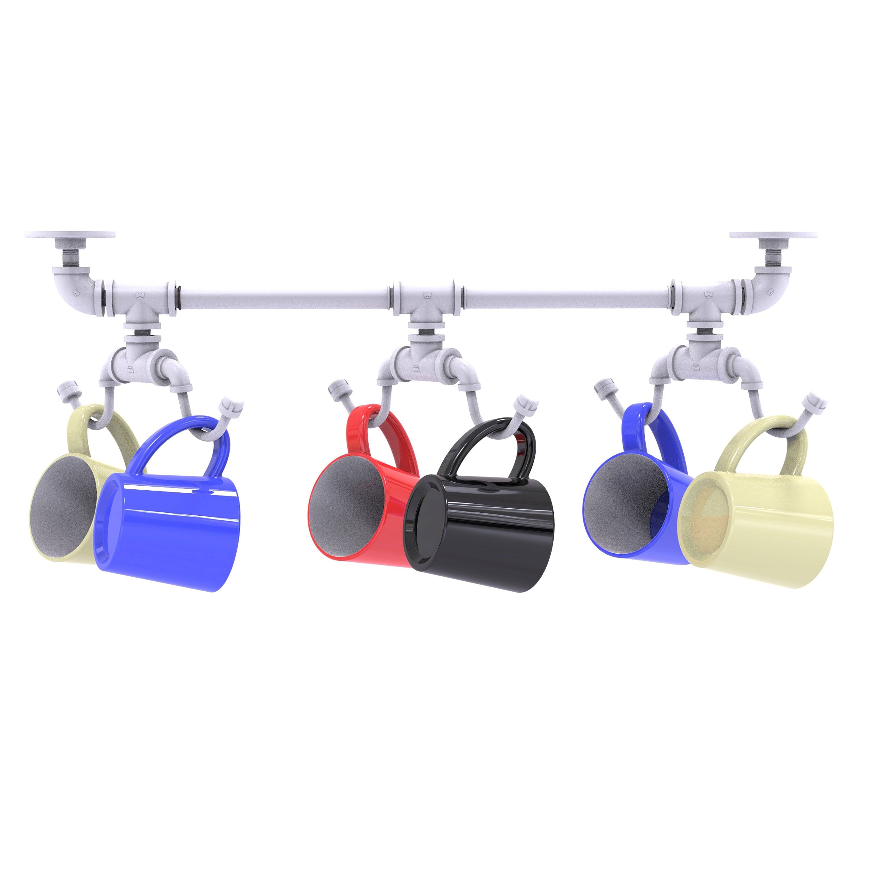 Pipeline Collection Under Cabinet 6 Coffee Mug Rack - Matte White