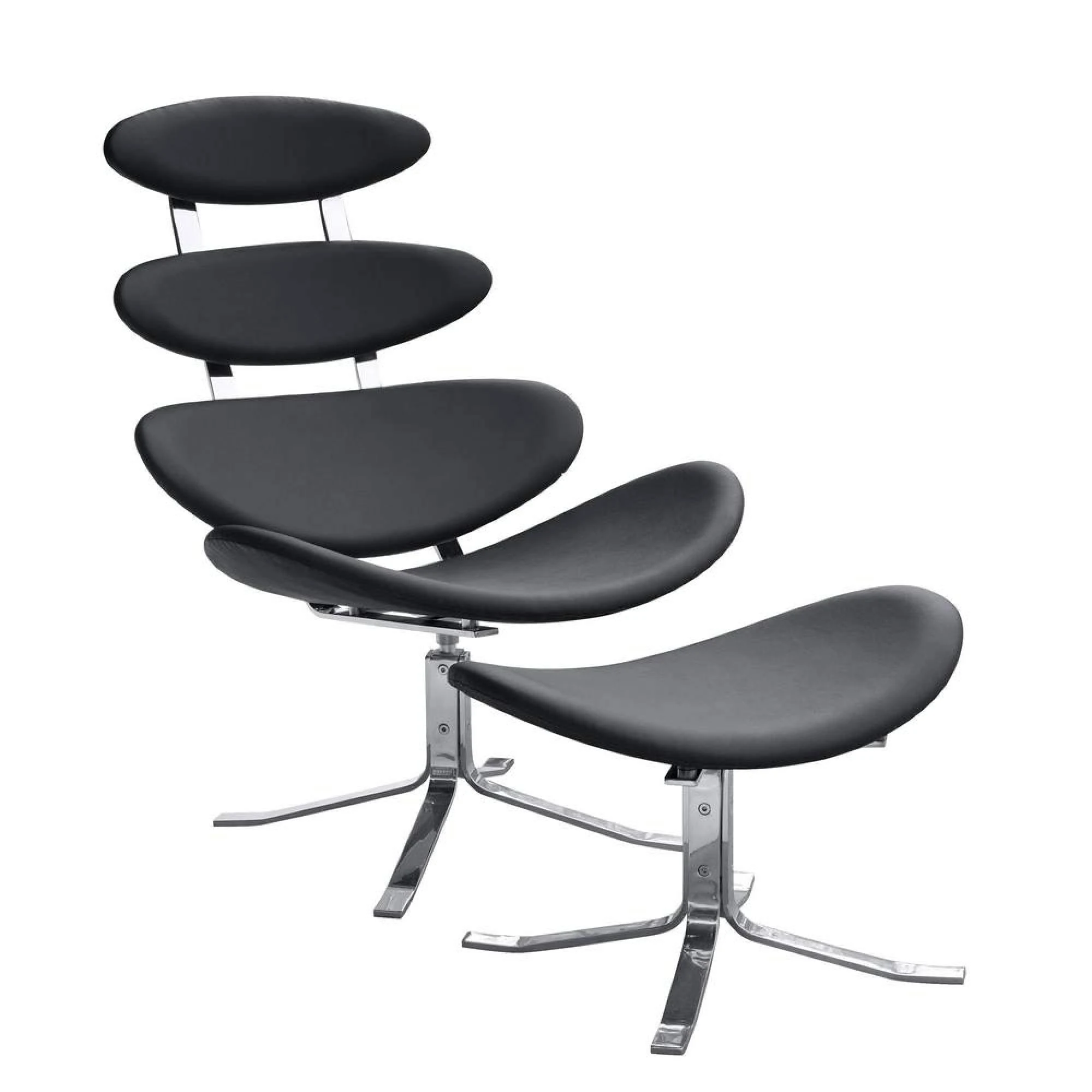 Fine Mod Imports Crono Chair and Ottoman - Black