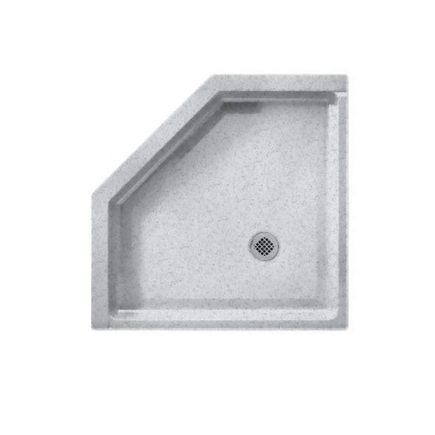 Swanstone SS-38NEO-053 Solid Surface Neo-Angle Shower Base, 38-in L x 38-in H x 5.5-in H, Tahiti Gray