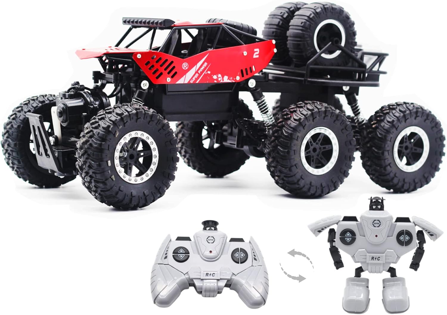 Eyftear RC Cars 1:12 Alloy Body Six-Wheel/Four-Drive Power,with Deformation Remote Control,High Speed 20 KM/H,2.4GHz Off-Road Monster Trucks Remote Control Climbing Car Pack of 2