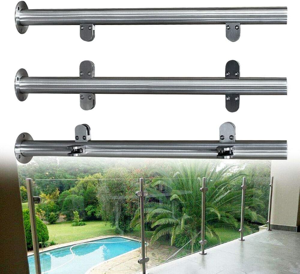 TBVECHI Railing Post, Stairs Pool Fence Post Balustrade Railing Post Stainless Steel Glass Clip (110cm, End Post) Pack of 2