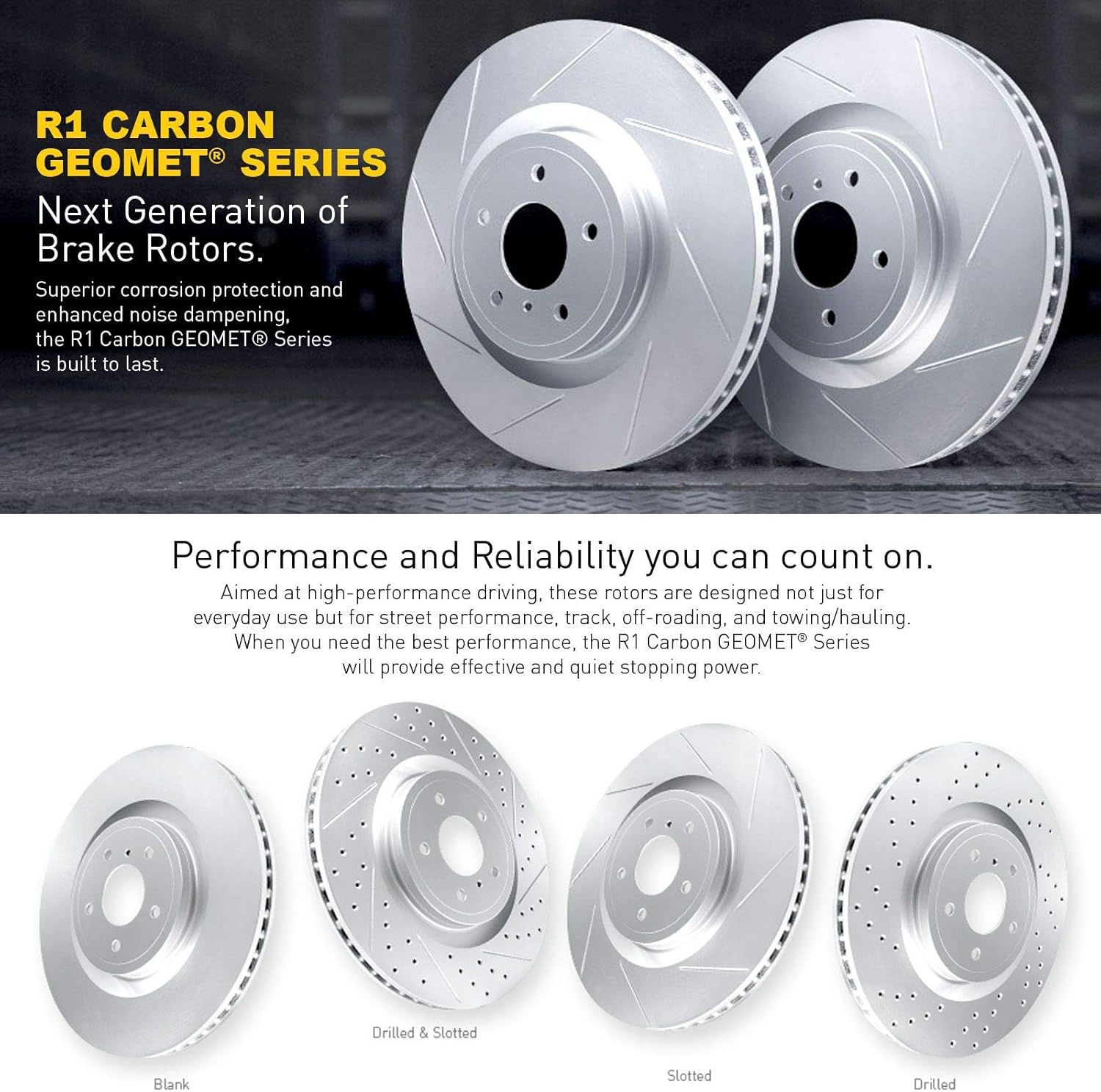 R1 Concepts Front Brakes and Rotors Kit |Front Brake Pads| Brake Rotors and Pads| Optimum OEp Brake Pads and Rotors |Hardware Kit |fits 2004-2009 Cadillac SRX