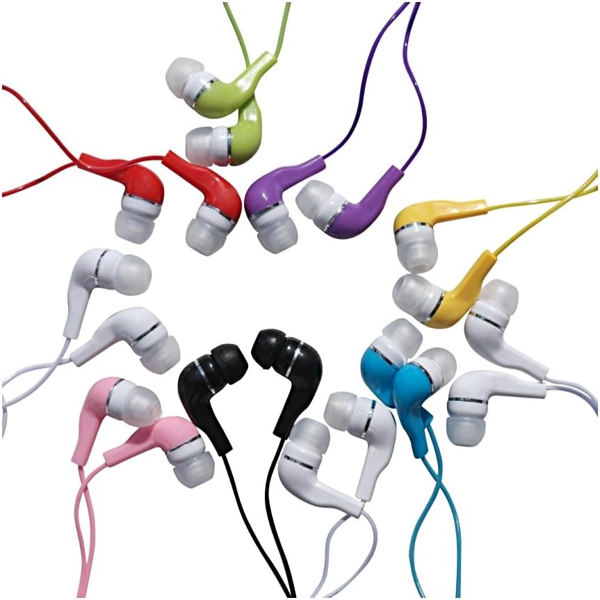 JustJamz Kidz Jelly Roll Colorful In-Ear 3.5mm Stereo Earbud Headphones Earphones - 10 Pack