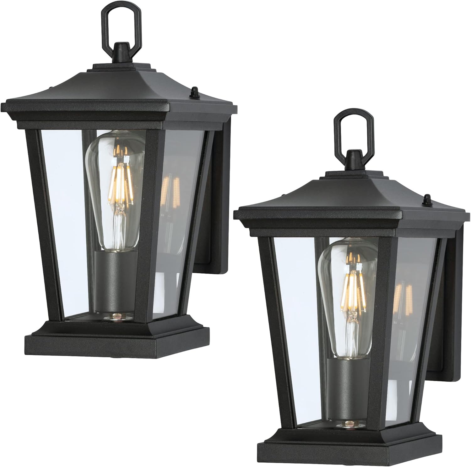 Moutly Exterior Wall Sconces, Vintage Outdoor Wall Mounted Lights, Twin Pack, Black Finish with Clear Glass, MTL-A278W-2P