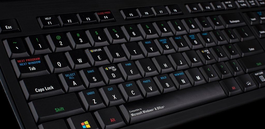 Logickeyboard Compatible with Windows PC Astra Shortcut Backlit - LKBU-Win-APBH-US