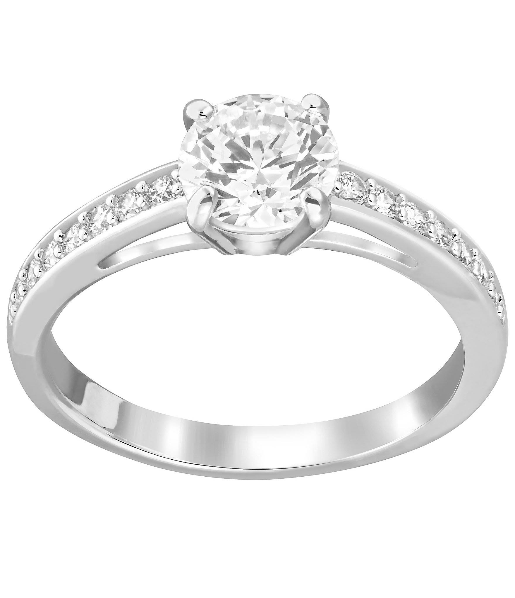 Swarovski Attract Round Ring, White, Rhodium Plated