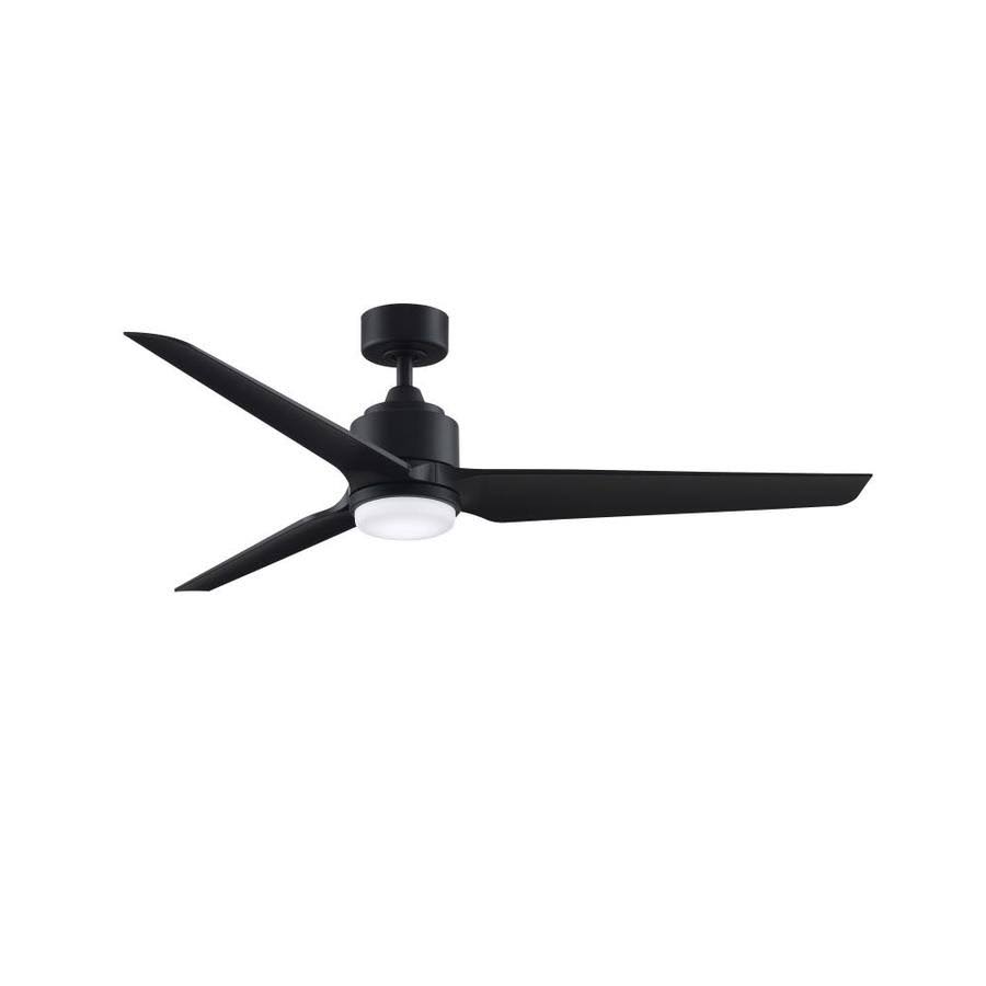 Fanimation TriAire Custom Black 60-in LED Indoor/Outdoor Smart Ceiling Fan (3-Blade) | FPD8514BLW-60BLW-LK