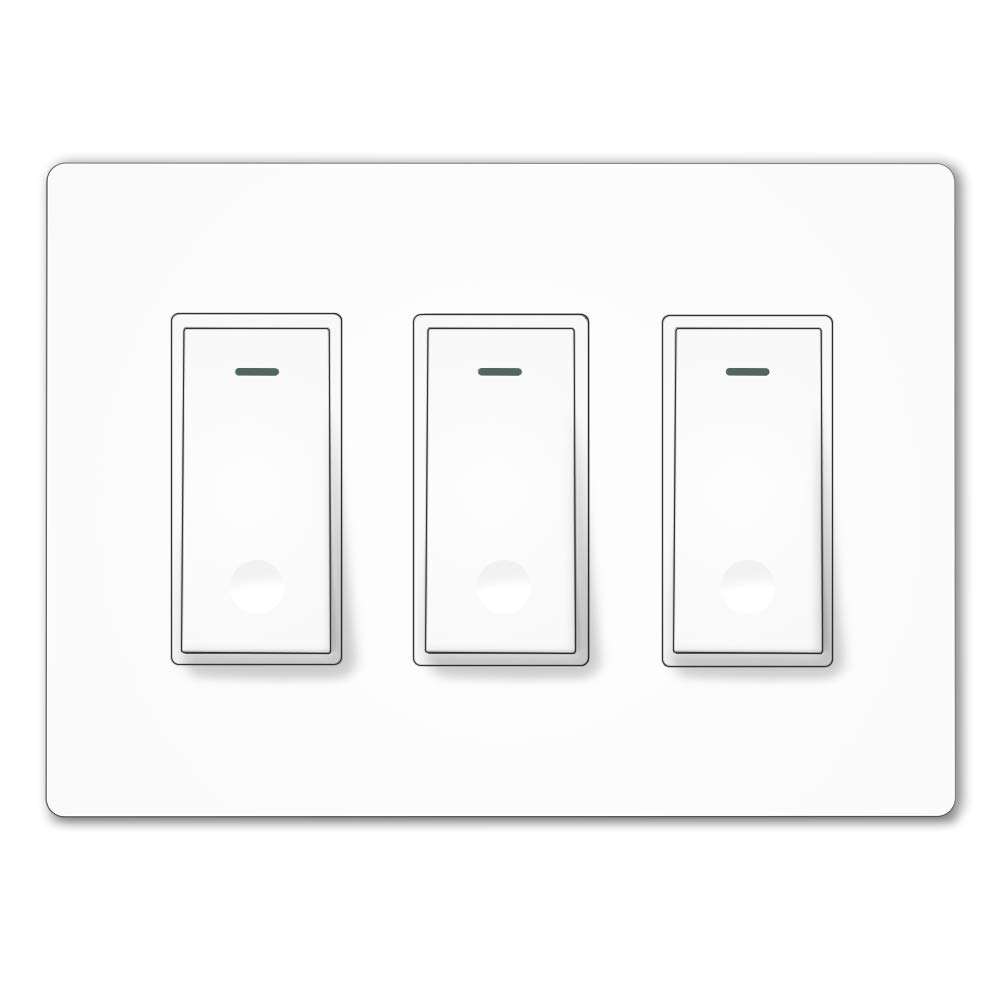 MOES WiFi Smart Light Switch,3 Gang No Screw Panel Smart Life/Tuya App Wireless Remote Control Wall Switch Timer for Lights,Compatible with Alexa,Google Home, Neutral Wire Required, No Hub Required Pack of 2