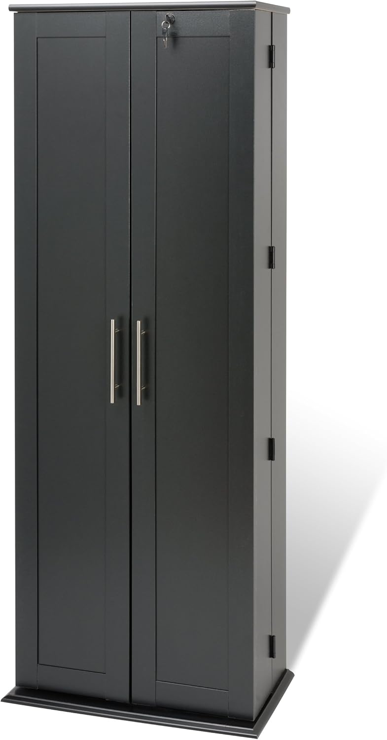 Prepac Grande Locking Media Storage Cabinet with Shaker Doors Storage Cabinet, Black