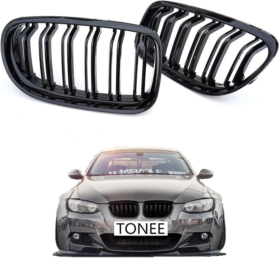 Tonee Front Kidney Grille Grill for E90 E91 323i 325i 328i 330i 335i 2009 2010 2011 2Pcs (Gloss Black)