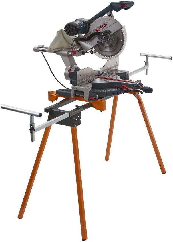 BORA Portamate PM-4000 - Heavy Duty Folding Miter Saw Stand with Quick Attach Tool Mounting Bars Orange, 44 x 10 x 6.5 inches